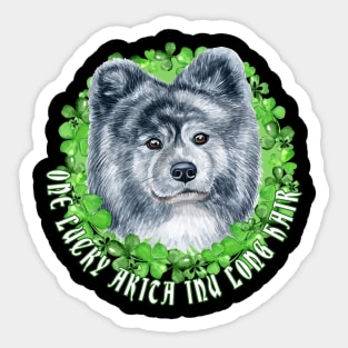 One Lucky Akita Inu Long Hair Sticker